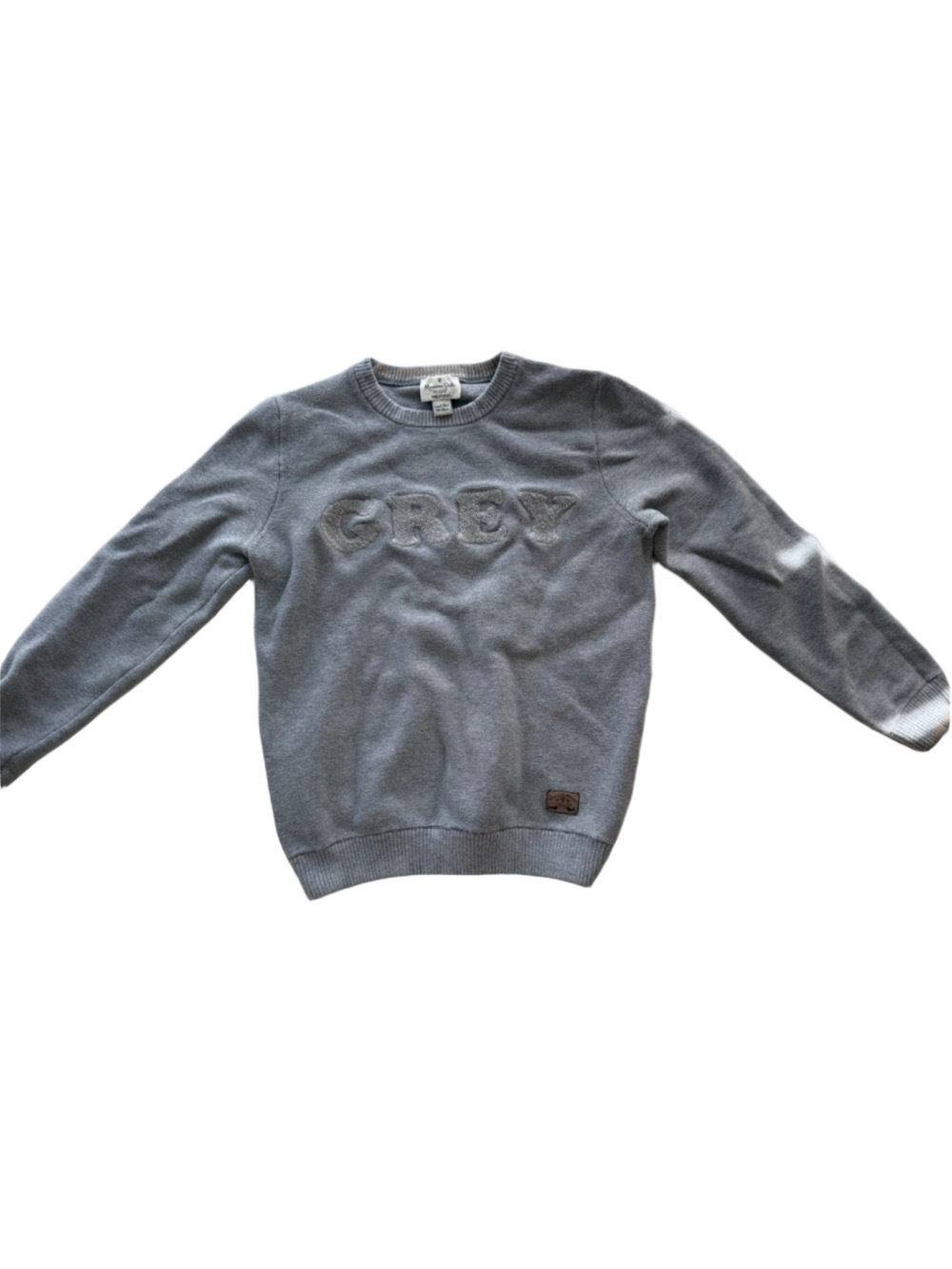 Massimo Dutti Kids Grey Knit Logo Sweater | Size 9–10Y (134–140 cm)
